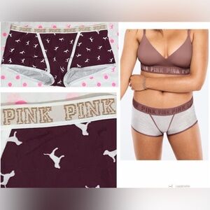 New Victoria’s Secret Pink panties PINK bling sparkle logo boyshort PINK dog